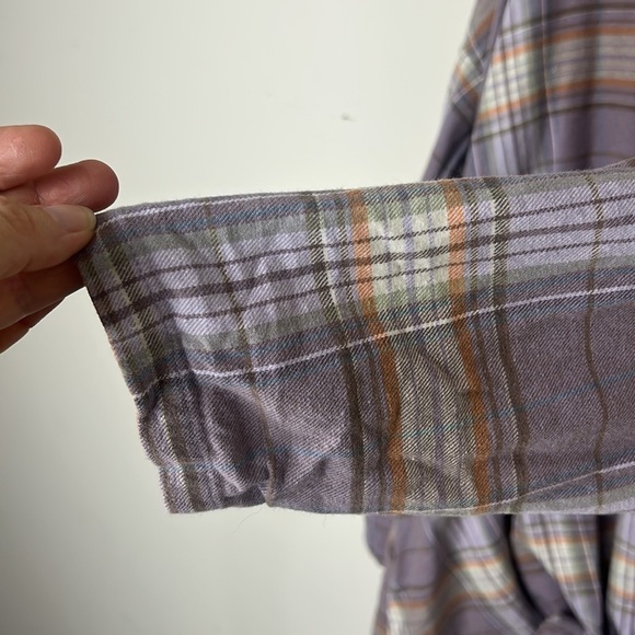WE THE FREE Lilac Oversized Plaid Tie Front Button Down Flannel Size Small - Picture 7 of 16